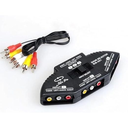 AV Switcher, 3-Way Sockets, Converter Port Splitter, RCA Audio Video AV Switching Box, Game Selection (3-in-1 Output) for TV