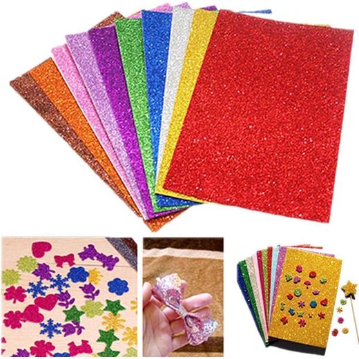 Generic Material Sparkling Sheets, 10 Pack, Multicoloured, High-Density Foam Glitter Paper for DIY Crafting, Office Stationery, Architectural Models, School Projects (Non-Adhesive Multicolor, 50x70 cm) - image 3
