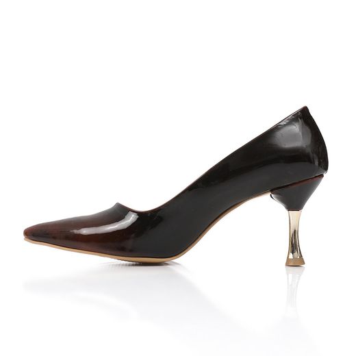 xo style Women's Pointed High Heel Shoes – Brown with Gold Heel Elegant & Sleek Look. - image 3