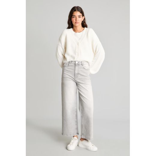 Defacto Regular Fit V-Neck Ecru Cardigan - image 2