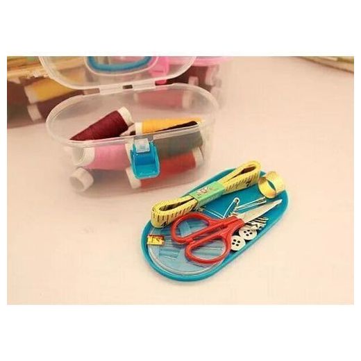 Generic Thread Roll Set In Plastic Box - Sew Set - Scissor - Meter - Buttons - image 2
