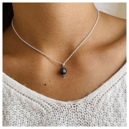 nt Necklace Natural Hematite Uni Perl Chain Steel Necklace