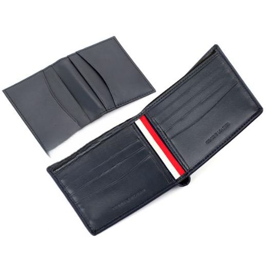Generic Tommy Hilfiger Wallet For Men Genuine Leather Navy Blue Authentic Flag Patterned - image 3