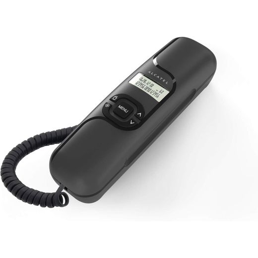 Alcatel T-16 Black Ultra Compact Corded Landline Phone With Numeric Display Along With Caller ID Wall Mounted