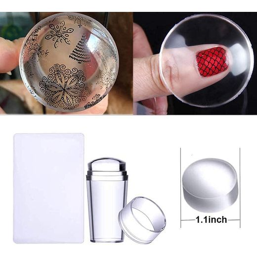 Generic YIFELY Nail Art Stamper French Nail Stamper Clear Silicone Stamping Jelly with Scraper Transparent Visible Body No Misplacement for DIY Nail Decor French Nail Manicure - image 3
