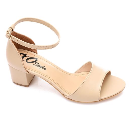 xo style Comfortable women's sandal with a wide heel - High Quality Materials- Beige.