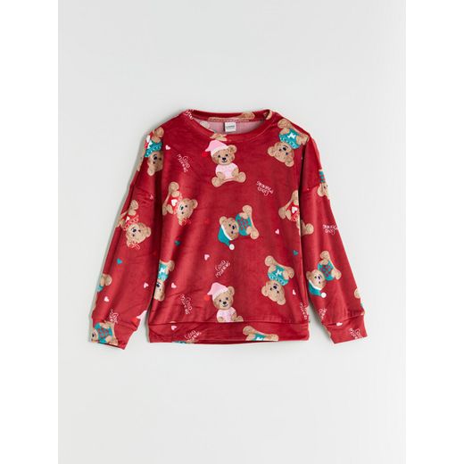 LC Waikiki Crew Neck Velvet Girl's Pyjama Set - image 2