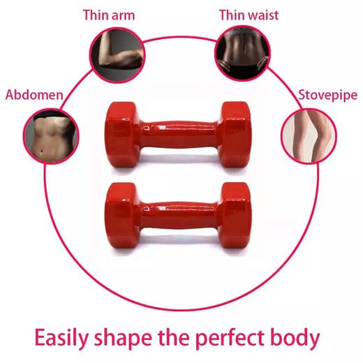 Generic Double Dumbbells Vinyl Hexagon Hand Weights For Muscle Training 1KG, Red - image 3