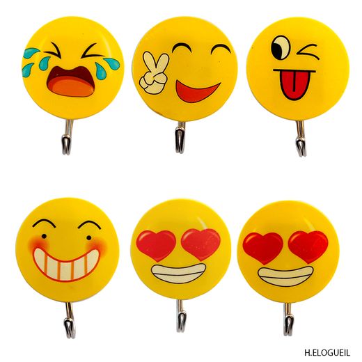 General Plastic Multi-Utility Decorative Smiley Hooks - 12Pcs