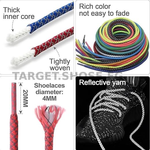 Generic Reflective shoelace, 120cm long. Suitable for sports, walking, running, and cycling. Strong and durable shoelace for athletic and casual shoes. Luminous shoelace for safety at night - image 4