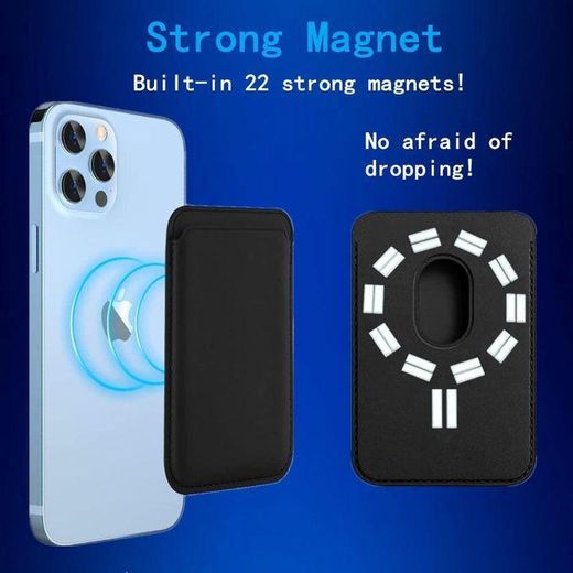 Generic Apple MagSafe Magnetic Leather Card Holder, compatible with iPhone 12, 13, Mini, Pro, Pro Max, iPhone 14 series, and MagSafe case, Midnight Black - image 3