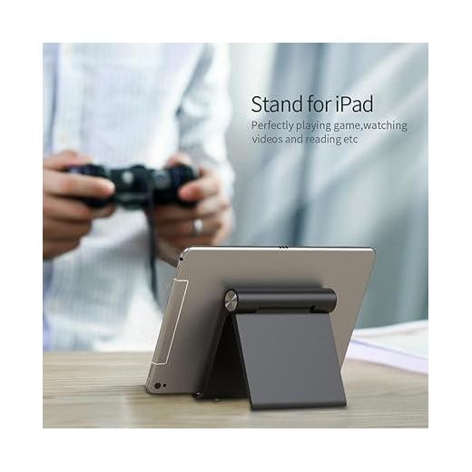 Generic Multi-angle mobile phone holder, universal adjustable plastic tablet stand, portable and foldable desktop design, compatible with all smartphones and tablets, blue. - image 4