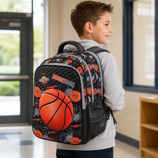 Generic B.Z - School Backpack with Basketball Design and Side Mesh Pockets 16 Inch - 9261 - image 2