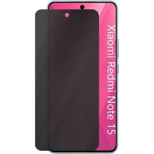 Privacy screen protector compatible with Xiaomi Redmi Note 15 privacy screen protector, anti-spy protective film, scratch-resistant, easy to install, tinted glass.