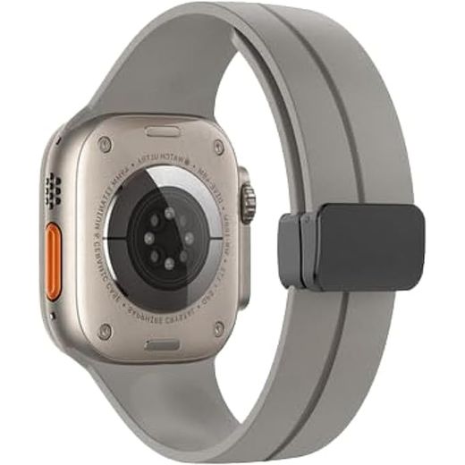 Generic TenTech Silicone Magnetic Sports Band For Apple Watch, Size 41mm 40mm 38mm Soft Band For IWatch Series 7/6/5/4/3/2/1/SE - Dark Gray