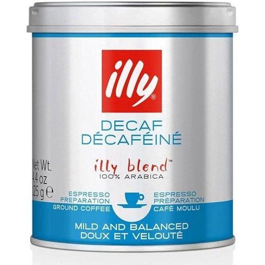 Illy قهوة ايلي مطحونة منزوعة الكافيين تحميص متوسط 125 جم، زجاجة
