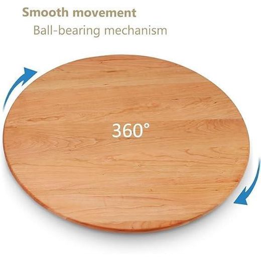 Generic A round wooden rotating serving tray made of natural wood with an elegant touch - ideal for serving food, cakes, cheeses, decorating dining tables, or for use in the kitchen and at events. - image 2