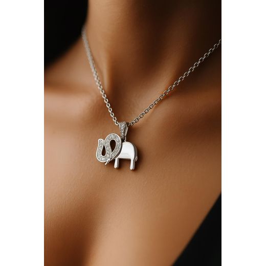3Diamonds Platinum-Plated Elephant Pendant Necklace with Crystals - image 3