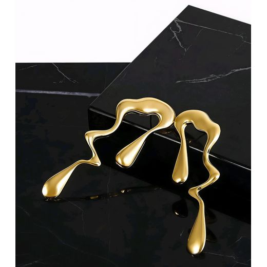 SHEIN 1pair European Style Metal Asymmetrical Water Drop Geometric Earrings, Simple Design For Daily Wear - image 4