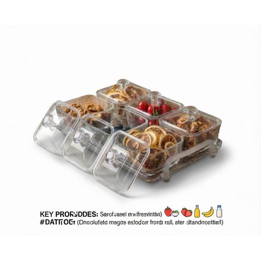 Generic Luxurious 6-plate hospitality serving set - Elegant 6-plate set with glass bowls and lids for nuts and snacks. Modern design. Elegant modern design, suitable for dining and salon use. - image 4