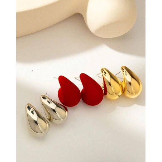 Generic Earrings Glossy & Matte Waterdrop In Elegant Colors - image 2