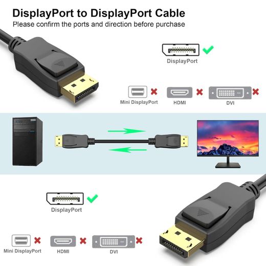 Benfei VESA Certified Display Port to DisplayPort 1.8 Meter Cable, DP to DP Male to Male Cable, Supports 4K60Hz, 2K165Hz Compatible for Lenovo, Dell, HP, ASUS and More - image 3