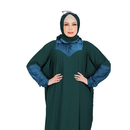 Generic Premium Vison Prayer Abaya – Full Coverage & Elastic Fit Consists of 2 Pieces Model 4014 , Olive * Petroleum - image 2
