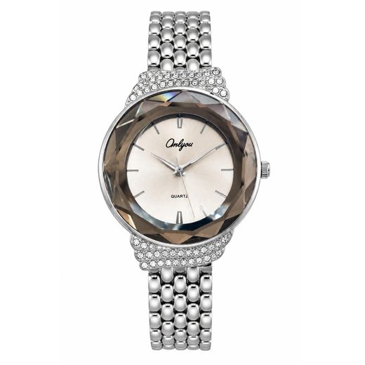 Generic Women’s Silver-Tone Oval Watch with Crystal-Set Details - image 3