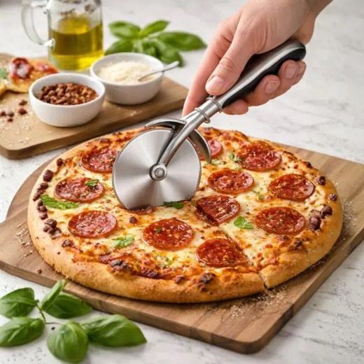 Generic Stainless Steel Pizza Cutter Wheel – Heavy Duty Pizza Slicer with Ergonomic Non-Slip Handle – Sharp Rotary Cutter for Pizza, Pastry & Dough - image 2