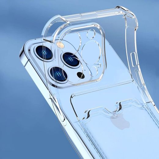 Generic Clear Case with Card Slot Soft TPU Bumper Slim Protective Cover with Card Holder For Apple iPhone 13 Pro Max - image 3