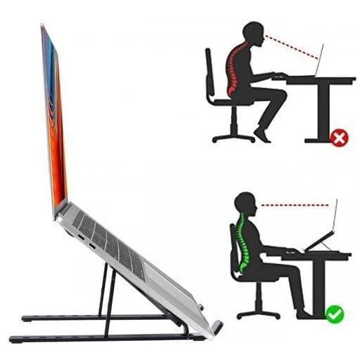 Generic  Adjustable Laptop Stand - Portable Aluminum Laptop Holder for Desk - BLACK - image 2