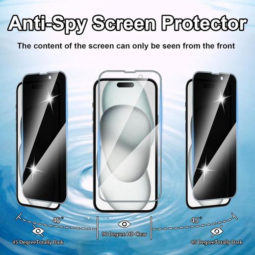 Generic 2-piece privacy screen protector for iPhone 14 Pro Max/iPhone 15 Plus/iPhone 16 Plus, anti-spy, 9 hardness, scratch-resistant tempered glass layer - image 3