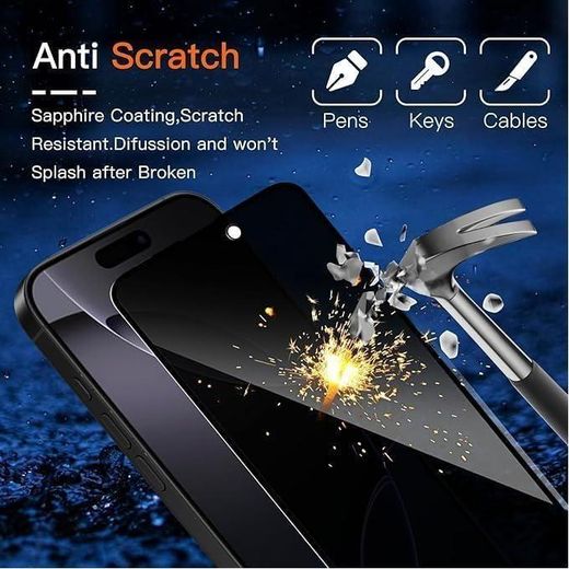 Generic Privacy Screen Protector for iPhone 16 Pro Max, 2 Pack Premium Tempered Glass Anti-Spy Anti-Scratch - image 2