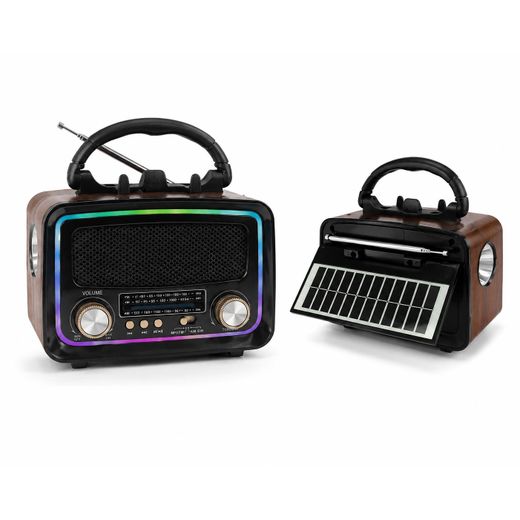 Generic YUEGAN YG-1086mini-S Retro Bluetooth Radio Speaker – Multimedia System with RGB Light & Solar Panel - image 4