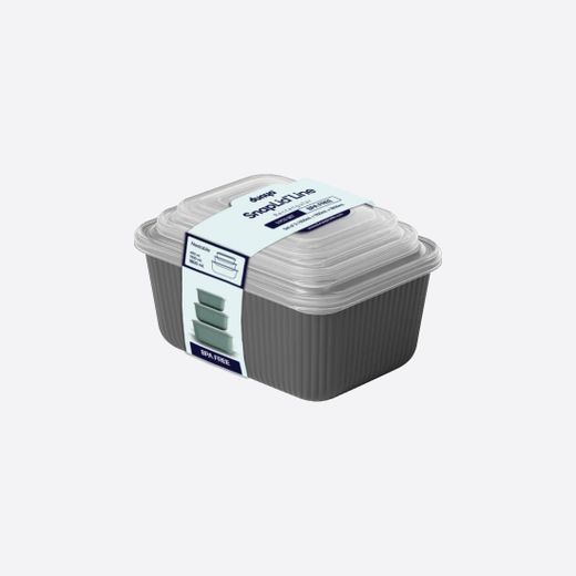 Generic حاويات تخزين طعام من لاين سيريز، مصنوعة من البلاستيك، مجموعة من 3 قطع، بسعات 600 و1100 و1800 مل - image 2