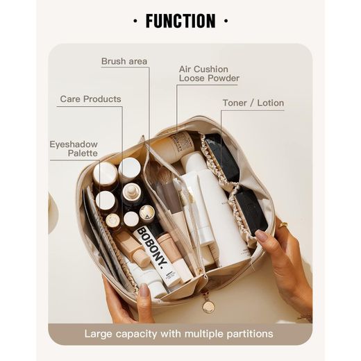 Generic Travel makeup bag, large capacity cosmetic bag for women, portable waterproof case, flat open makeup organizer - image 2