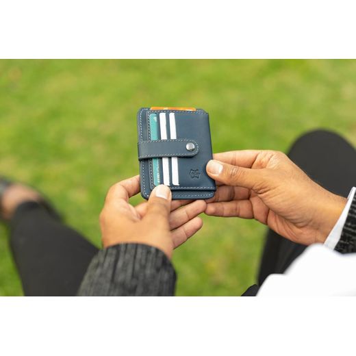 Dipelle  Genuine Leather Wallet Slim Snap Open Wallet Card Holder Genuine Leather Card Case Unisex Card Holder Slim Card Holder Slim Minimalist Stylish Design for Men and Women (Navy) - image 2