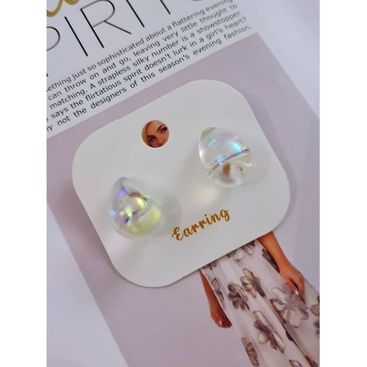 Generic Chunky water drop transparent acrylic with touch of colors earrings - image 3