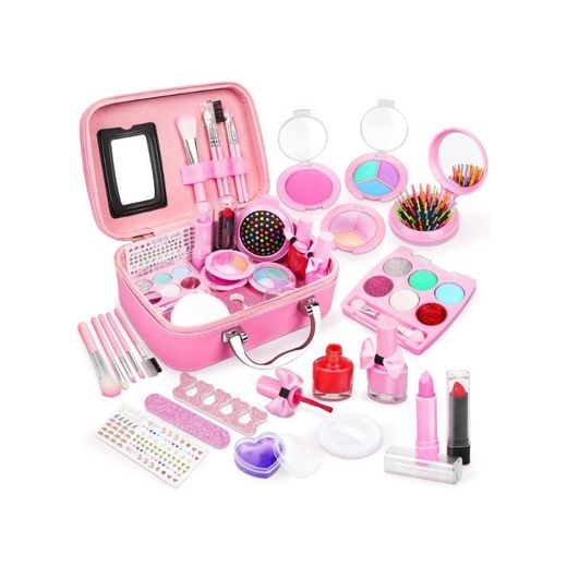 Generic Dreamon Kids Makeup Kit for Girls, Real Make Up for Kids Washable with Cosmetics Bag Princess Toys Halloween Birthday Party Gifts for Girls Age 3 4 5 6