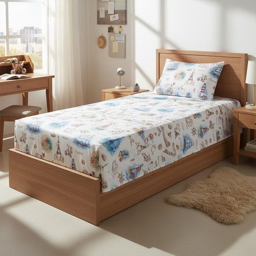 Family Bed 1+1 Coverlet Set Cotton Multicolore 2 Pieces Size 180 * 240 cm Model 171