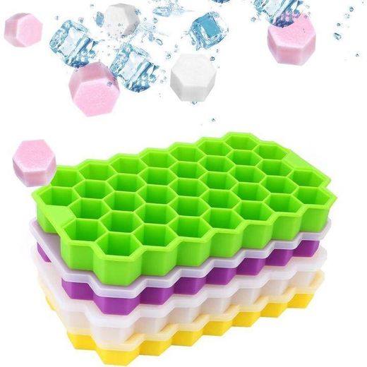 Generic 37-grid ice cube tray with cube mold and lid, honeycomb ice maker, reusable ice container for drinks such as whiskey, coffee, and juice.