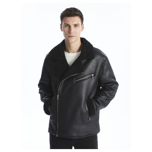LC Waikiki Biker Long Sleeve Man Faux Leather Jacket - image 3