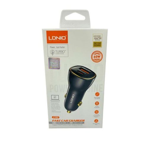 LDNIO  CAR CHARGER USB AND TYP-C (C103)+CABLE TYP-C