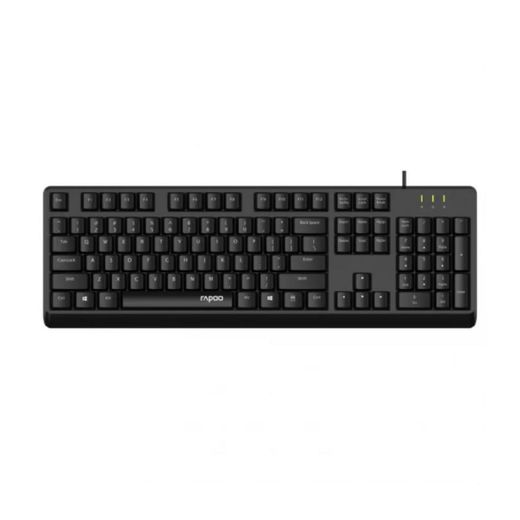 Rapoo NK1900 Wired Keyboard with USB Connection, 1.5m Cable Length, Spill Resistant, Laser Engraved Keycaps, English-Arabic Layout