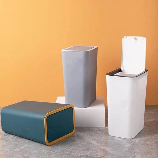 Generic Kitchen Bathroom Bedroom Corner Trash Can with Touch Lid - Turquoise - image 3