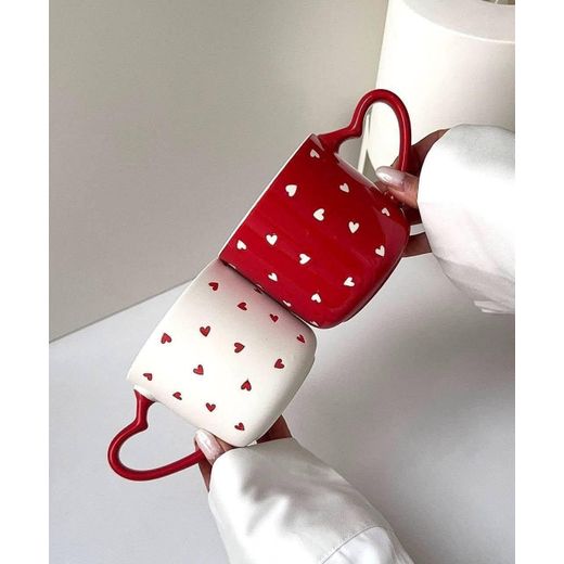 Generic Heart-Shaped Porcelain Mug with Heart Handle - Cute Design - image 3