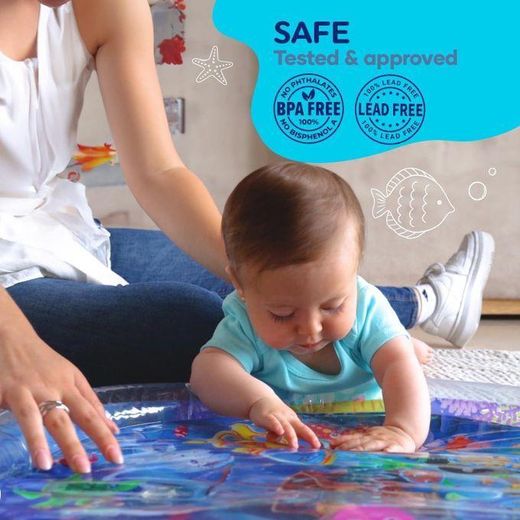Generic Premium Round Inflatable Water Play Mat for Infants - Interactive Tummy Time Sensory Activity Center with Vibrant Underwater Sea World Design and Floating Toys - image 3
