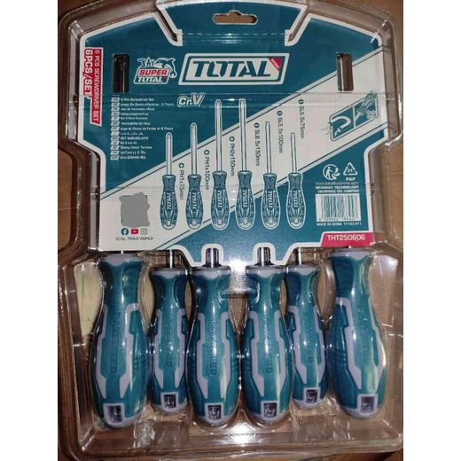 TOTAL  6-piece screwdriver set, regular and cross, rubber handle - image 2