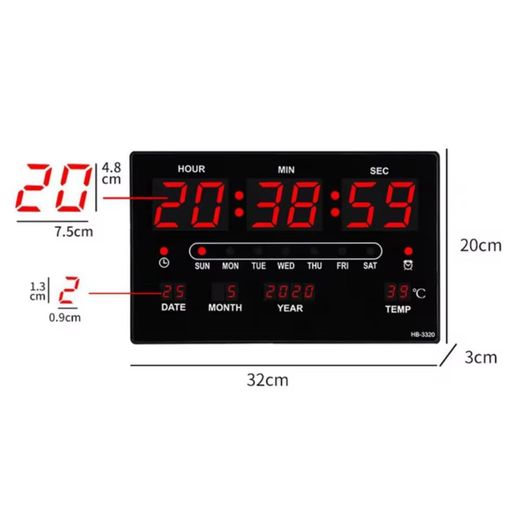 Generic Digital wall and desk clock, 12-hour and 24-hour display, calendar, time, day, week, year, temperature gauge. - image 3
