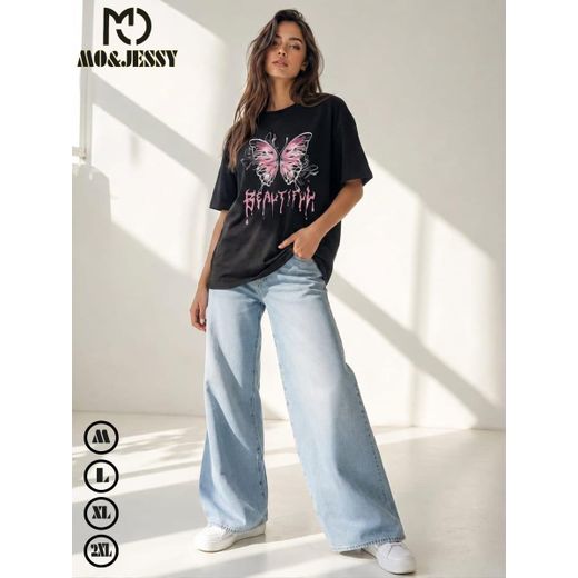 Generic Oversized T-Shirt Cotton short Sleeves for Women-PRINTED